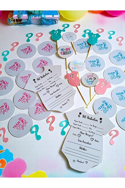 Armada 40 Parça Cinsiyet Partisi Seti 10 Ad Tahmin Kartı,10 Ad Kürdan,20 Ad T...