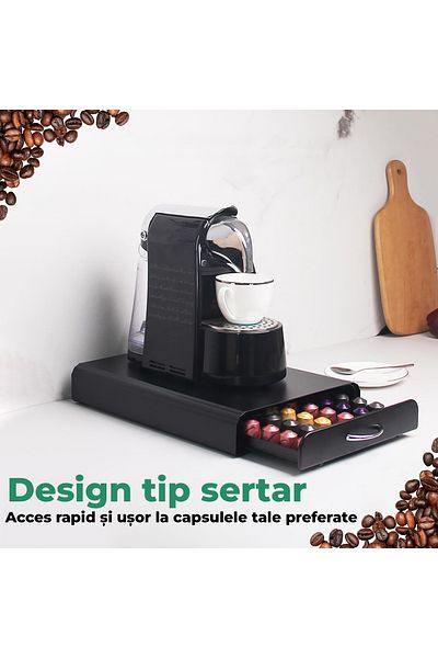 Bukate 50 coffee capsule holder, Bukate, 41x26.5x7.3, Compatible with Nespresso, Tchibo, etc., Black, Metal