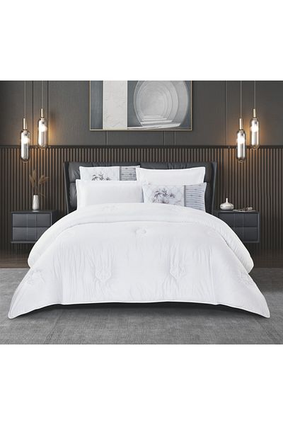 Donetella Duvet Cover Set 6-Pcs King Size Striped Bed Set 220 X 240 Cms Microfiber (Without Filler)