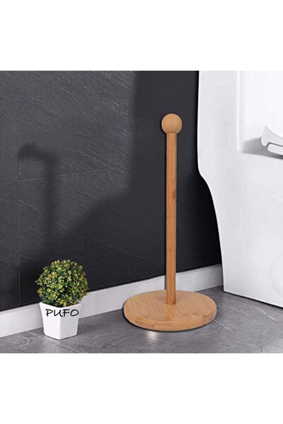 PUFO bamboo wooden paper roll holder, kitchen towels, 30 cm, brown