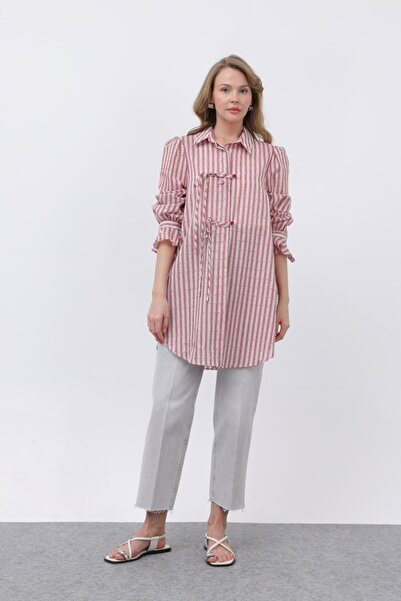 Puane Women Sleeves and Button Closures Lace Detail Top Quality Tunic