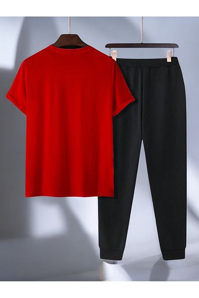 uyguntarz Unisex W Text Design Printed Tshirt Tracksuit Set