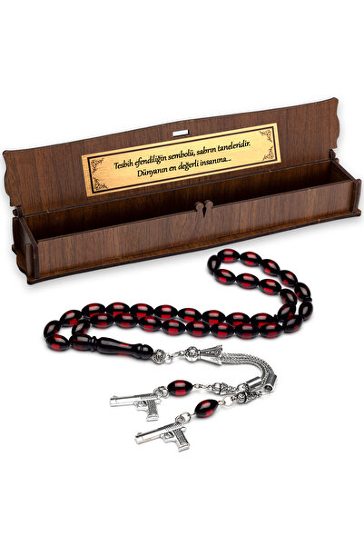 OTTOTESBİH Men's 7X11Mm Red Vernier Powder Amber Rosary