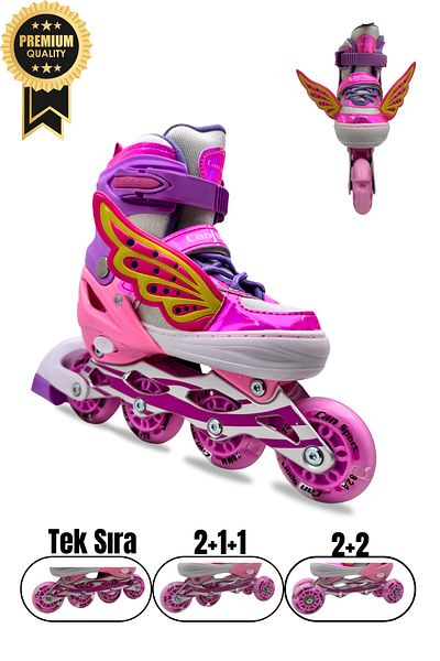 İMVULA Professional Angel Wing Lighted Silicone Wheels Adjustable Child-Adult Roller Skates