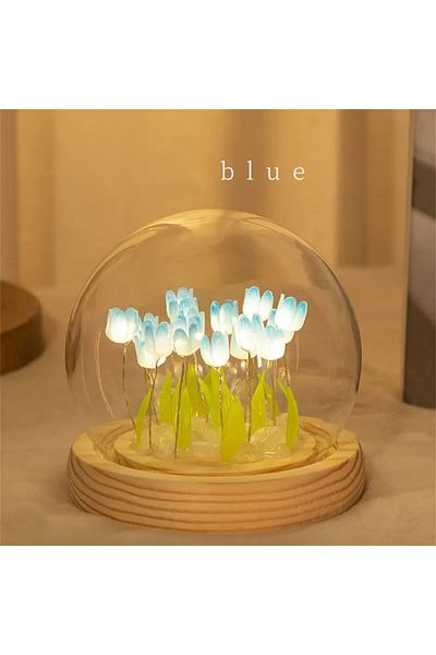 Choice Blue Artificial Tulip Flower Night Light Handmade Diy Bedside Lamp Led Night Lamp Bedroom Decor Chri