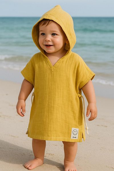 enes baby Organic Double Layer Muslin Sea Pool Poncho