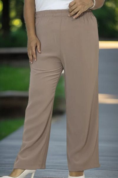 yagmurberen Plus Size Merym Fabric - Full Lycra and Elastic Waist Loose Trousers