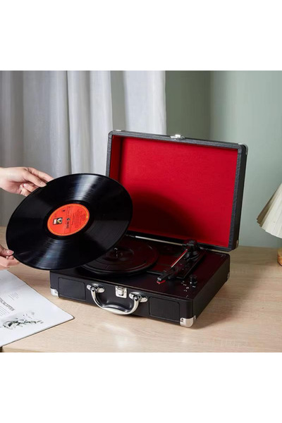 CROW'S TECH Nostaljik Pikap Hoparlörlü Çantalı Pikap Vintage Plak Çalar Bluetooth/AUX IN/RCA/ 1800Hah Pil