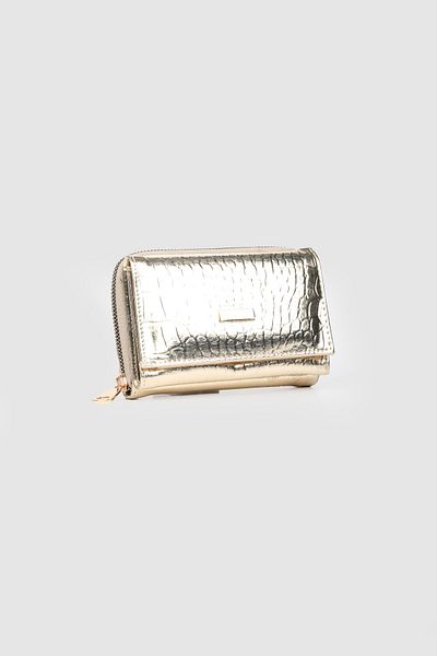 La La'Graccio Paris La'Graccio Paris Women's Sezac Shiny Medium Wallet Crocodile Gold