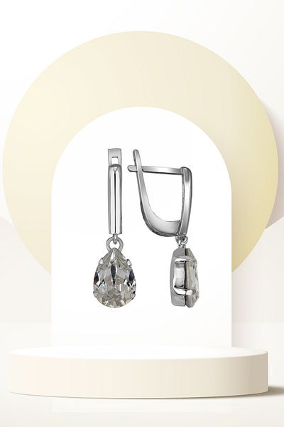 Swaroski White Nail Drop Earrings with Zirconia Crystal Stones