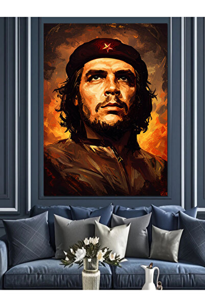 Tablo Mega Devrimci Yüz Che Guevara Dekoratif Kanvas - Mdf Ahşap Tablo