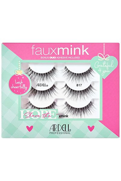 Ardell Faux Mink 817 Strip Lashes Holiday 3-pair Gift Set Bonus Duo Adhesive Included