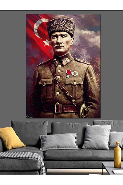 Tablomega Mustafa Kemal Atatürk Decorative Canvas - Mdf Wooden Painting