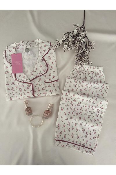 MH Moony Homewears Σετ πιτζάμες με κουμπιά με ειδική υφή Trendys Dried Rose