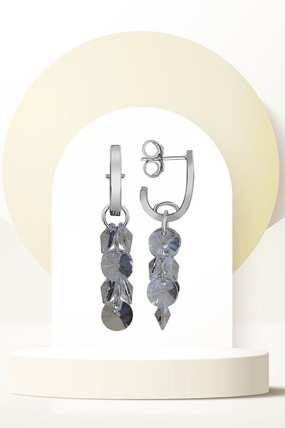 Swaroski Zirconia Crystal Stone Cluster Earrings