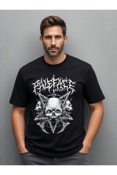 ship master Tricou unisex gotic cu craniu din metal cu imprimeu supradimensionat