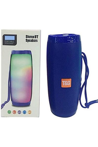 Generic مكبر صوت بلوتوث بإضاءة ملونة، وظيفة راديو FM، 7 أضواء LED ملونة، محمول في الهواء الطلق، يدعم TF C