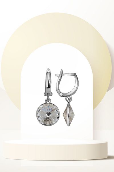 Swaroski White Dangle Earrings with Zirconia Crystal Stones