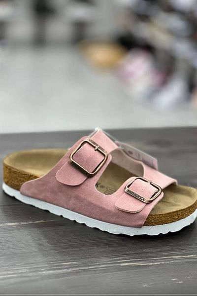 Kidmark Çocuk Modası Children's Cork Sole Suede Pink Slippers