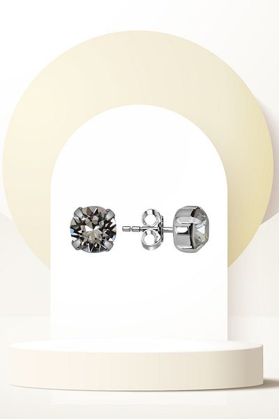 Swaroski Zirconia Crystal Stone Ss Nail Studded Earrings