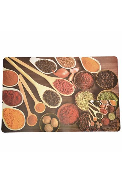 PUFO Set suporturi și farfurii pentru pahare pentru servirea mâncării, model Pufo Brown Spices, 6 bucăți