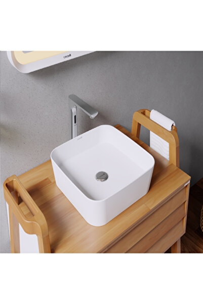 Creavit CREAVİT UL040.00MB Ultra Kare Çanak Lavabo 40 cm İnci Mat Beyaz