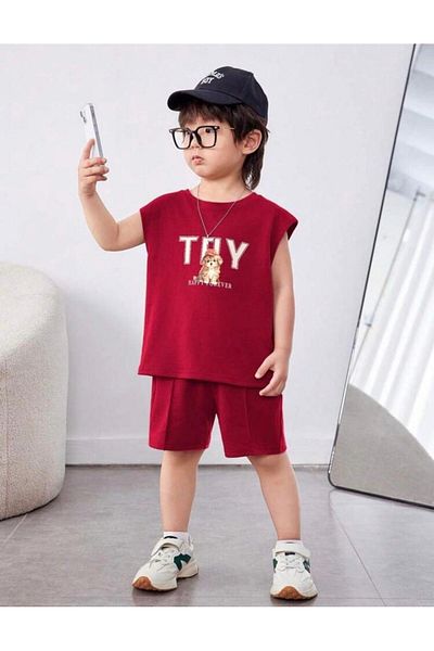 GLOWES Children's Relaxed Fit Sleeveless Printed Shorts Set