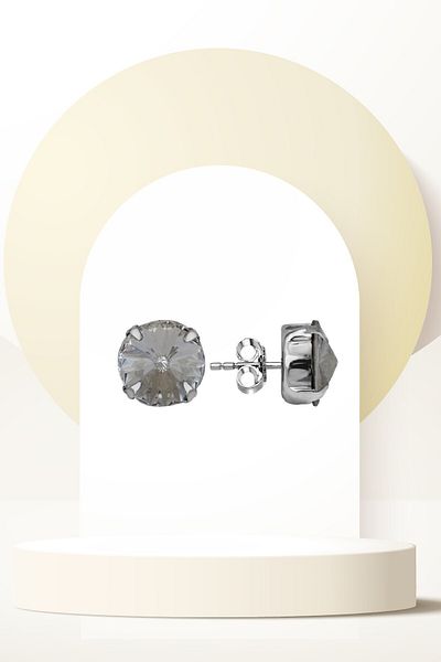 Swaroski Zirconia Crystal Stone Ss Nail Studded Earrings