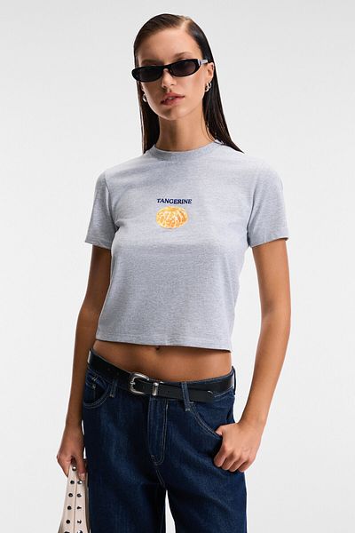 GRIMELANGE Elvera Women's 100% Cotton Comfort Fit Printed Short Sleeve Round Neck Grimelange T-Shirt