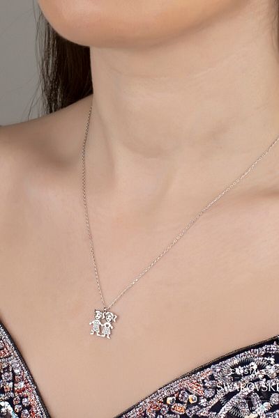 Swaroski Zirconia Stone Boy Girl Child Women's Necklace - Family Icon