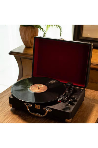 CROW'S TECH Nostaljik Pikap Hoparlörlü Çantalı Pikap Vintage Plak Çalar Bluetooth/AUX IN/RCA/ 1800Hah Pil