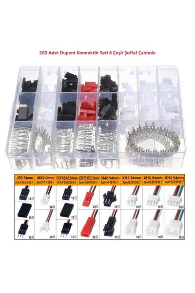 Hatfon Elektronik 260 Adet Dupont Konnektör Seti 6 Çeşit Şeffaf Çantada