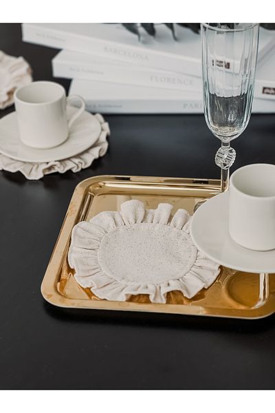 KaiHome Raw Linen Ruffle Coasters