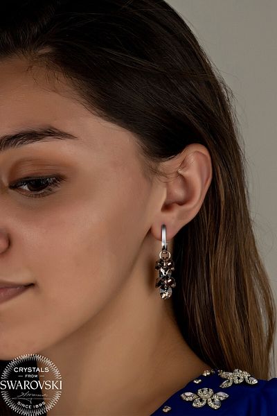 Swaroski Oval Cluster Earrings with Zirconia Crystal Stones
