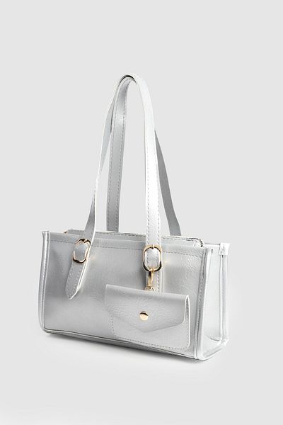 La La'Graccio Paris La'Graccio Paris Women's Bace Baguette Bag with Coin Purse Silver