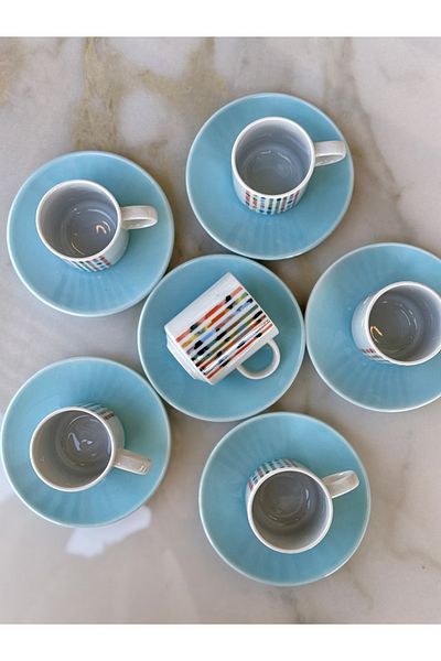 Porland Carnival Turquoise Coffee Set 12 Pieces 04por035158