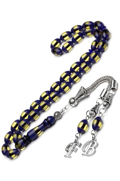 OTTOTESBİH ذكر 7x11mm رسالة شرابة الأصفر الأزرق الداكن الورنية مسحوق العنبر مسبحة الصلاة