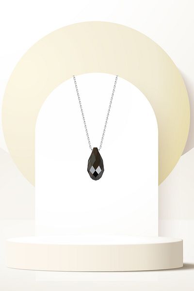 Swaroski Black Drop Necklace with Zirconia Crystal Stone Women's Night Jewelry