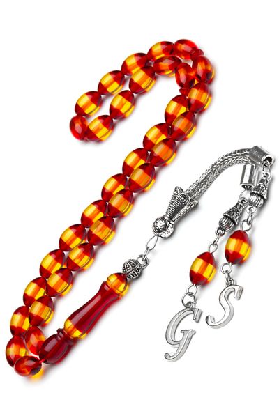 OTTOTESBİH ذكر 7x11mm رسالة شرابة أصفر أحمر رنيه مسحوق العنبر مسبحة
