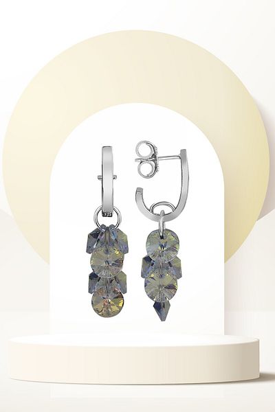 Swaroski Zirconia Crystal Stone Janjan Cluster Earrings