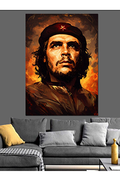 Tablo Mega Devrimci Yüz Che Guevara Dekoratif Kanvas - Mdf Ahşap Tablo