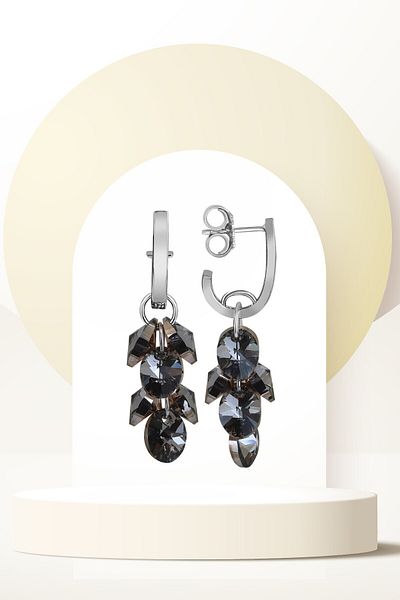 Swaroski Oval Cluster Earrings with Zirconia Crystal Stones