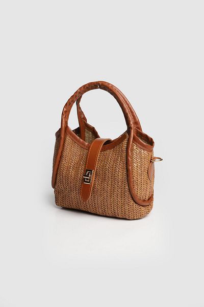 La La'Graccio Paris La'Graccio Paris Besca Wicker-Knitted Strap Bag Wicker Tan