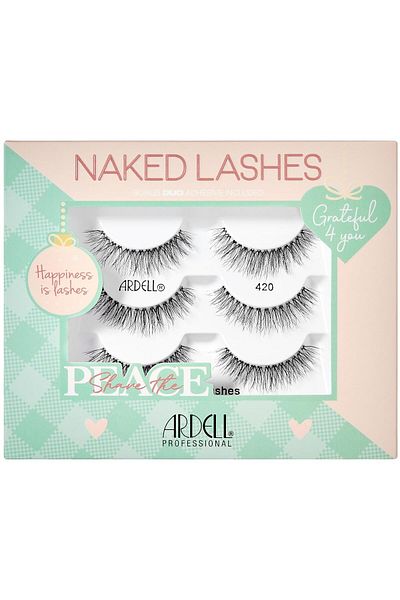 Ardell Naked Lashes 420-3-Pair Holiday Gift Set, Natural False Eyelashes, Soft & Fluffy, 1 Pack