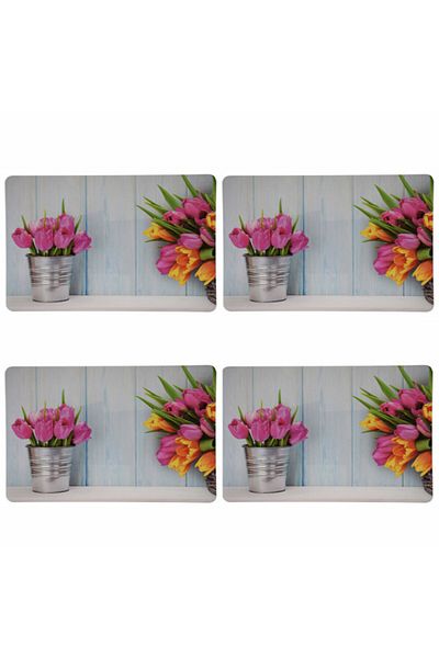 PUFO Set suporturi pentru farfurii pentru servire la masă, model Tulips, 4 piese