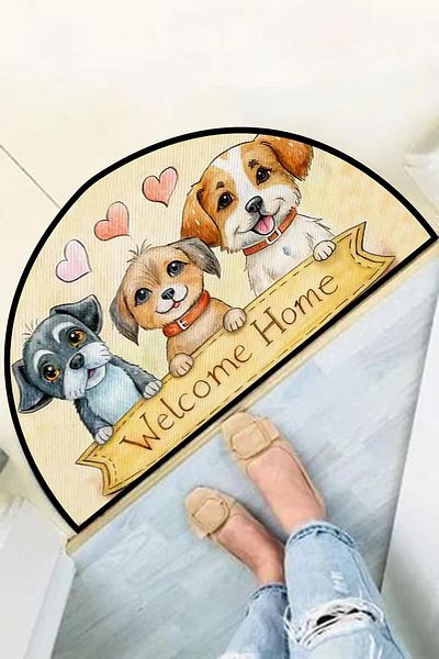 Carmine Carpet Decorative Digital Printed Cute Dog Patterned Door Mat