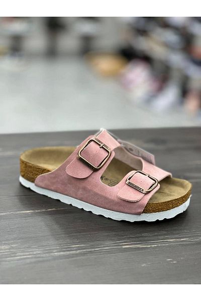 Kidmark Çocuk Modası Children's Cork Sole Suede Pink Slippers