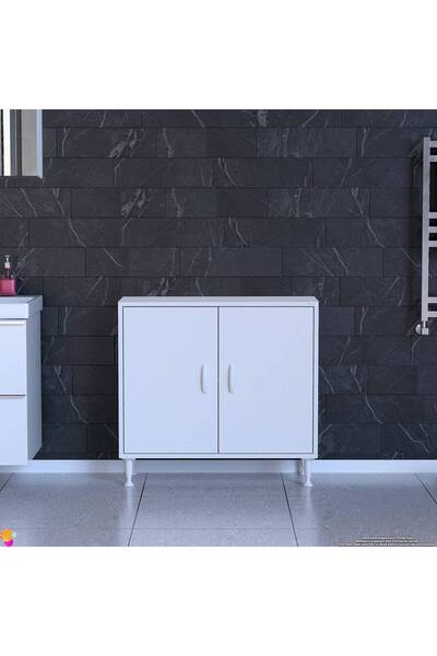 Modilayn Küçük Alanlar İçin Çözümler 75x75x32,5 cm’ lik 2 Kapaklı 2 Göz Raf Çok Amaçlı Dolap Mutfak Dolabı