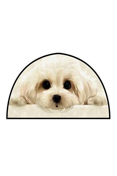 Carmine Carpet Decorative Digital Printed Maltese Dog Patterned Door Mat