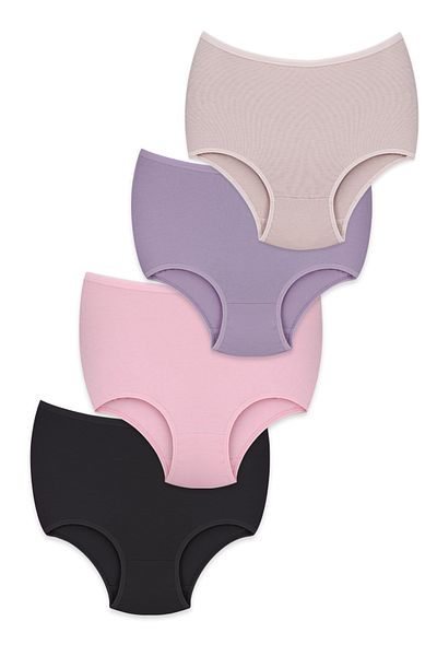BEGATEKS Women's Panties High Waist Plus Size 4 Pack - Cotton Fabric, 7 Different Color Options